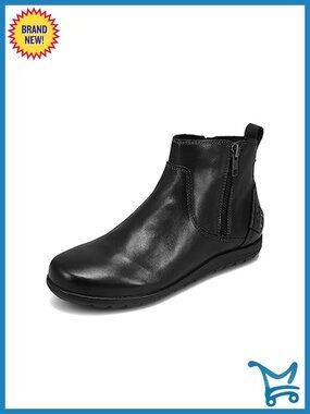 Women's Ankle Boots - Leather with Inside Zipper - Removable Footbed Arch